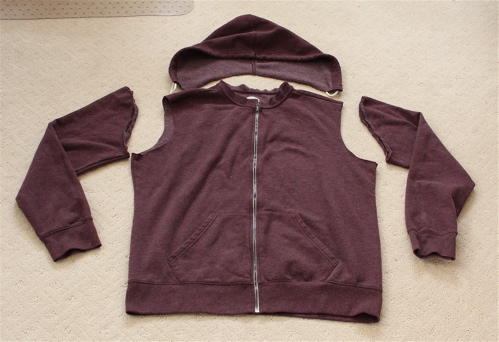 cut hood off hoodie